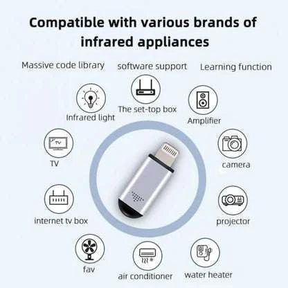 Infrared Phone Adapter, compact silver and white charging-port plug with a black rounded tip and small perforations.
