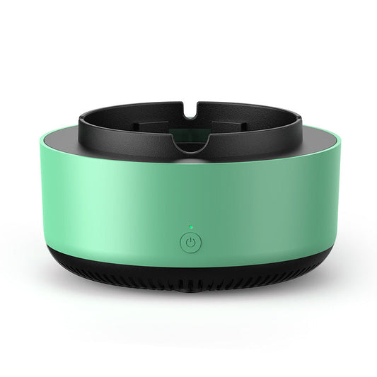 Air-purifying ashtray with built-in fan that filters cigarette smoke to reduce indoor odour