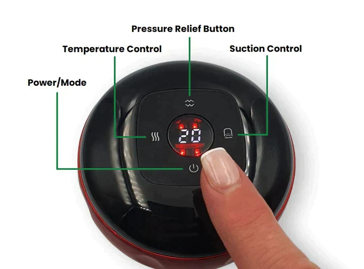 SmartCup cupping device suction cup close-up — Red variant