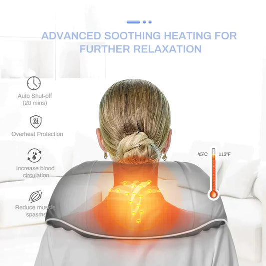 Electric neck and shoulder massager with heat function for relieving muscle tension and pain