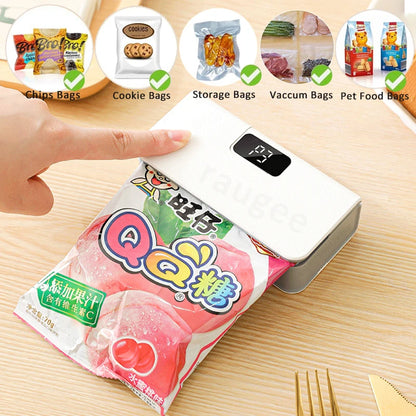 Rechargeable Mini Bag Sealer & Cutter — LED Display, 6 Seal Modes