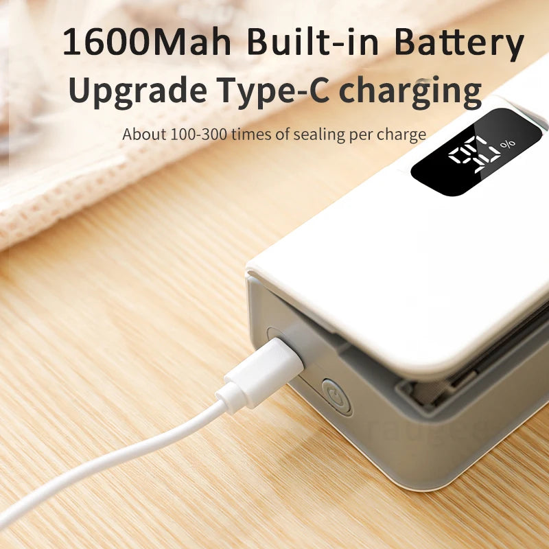 Rechargeable Mini Bag Sealer & Cutter — LED Display, 6 Seal Modes