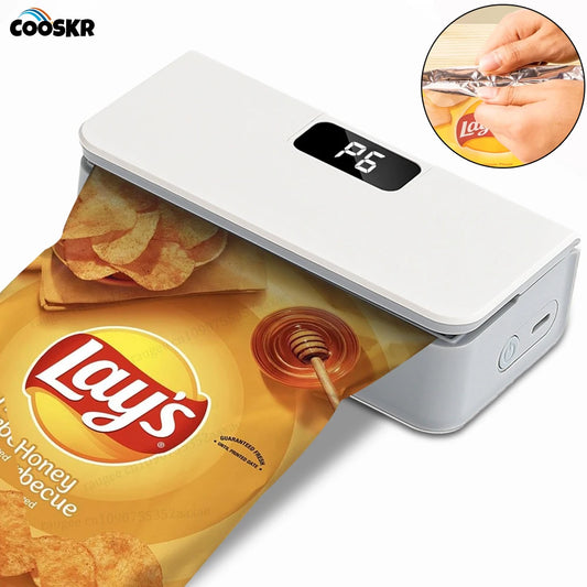 Rechargeable Mini Bag Sealer & Cutter — LED Display, 6 Seal Modes
