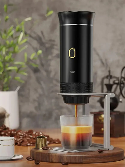 BrewGo portable coffee maker in metallic grey colour