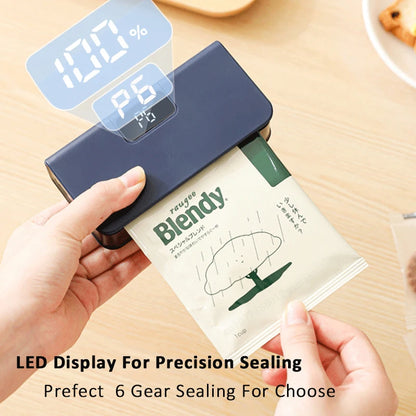 Rechargeable Mini Bag Sealer & Cutter — LED Display, 6 Seal Modes