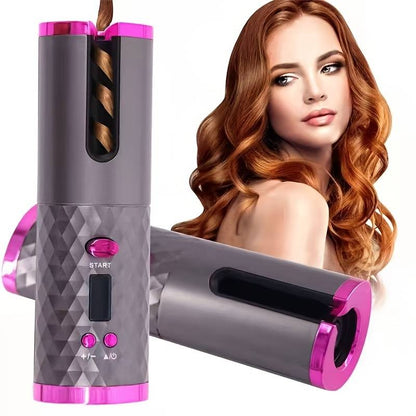 Portable cordless hair curler for creating loose waves and curls on the go