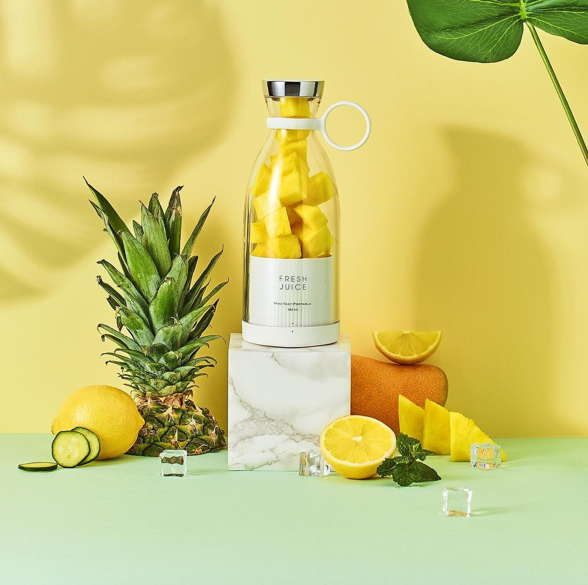 Portable USB rechargeable blender bottle for making smoothies anywhere on the go