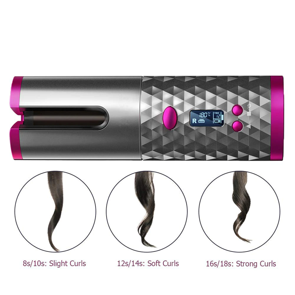 Portable Hair Curler — Ceramic Barrel Curling Tong for Travel & Home