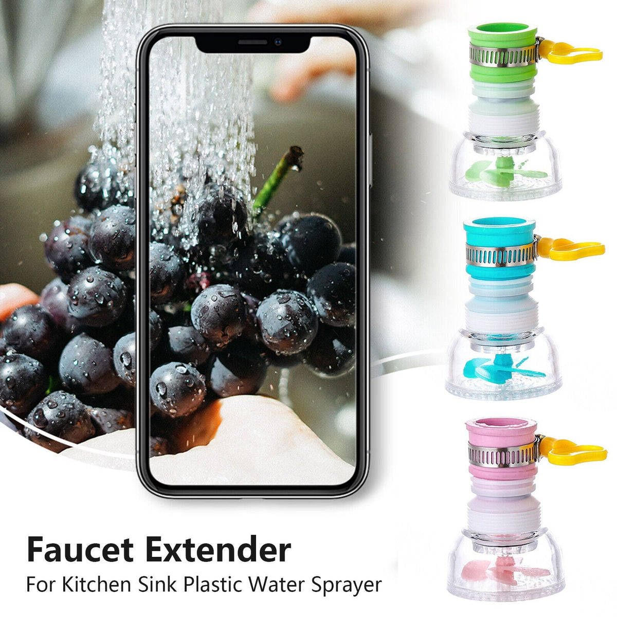 360-degree rotating tap extender splash guard for flexible water flow direction in the kitchen